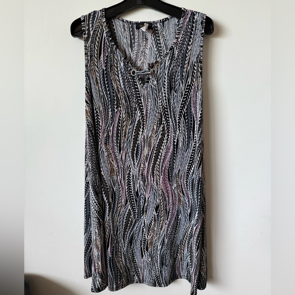 Espresso Women’s Sleeveless Dress XL Black Multicolor Abstract Print